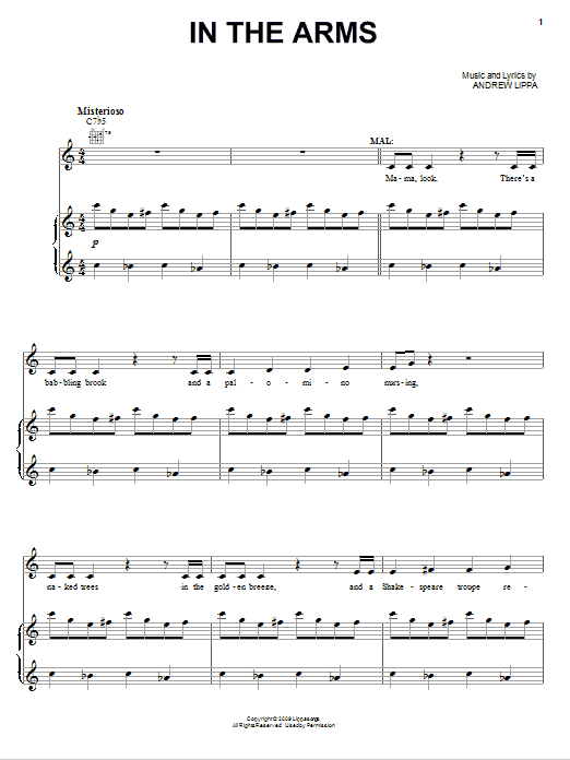 Andrew Lippa In The Arms sheet music notes and chords arranged for Piano & Vocal
