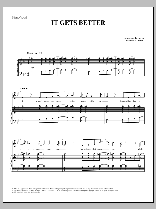 Andrew Lippa It Gets Better sheet music notes and chords arranged for Piano & Vocal