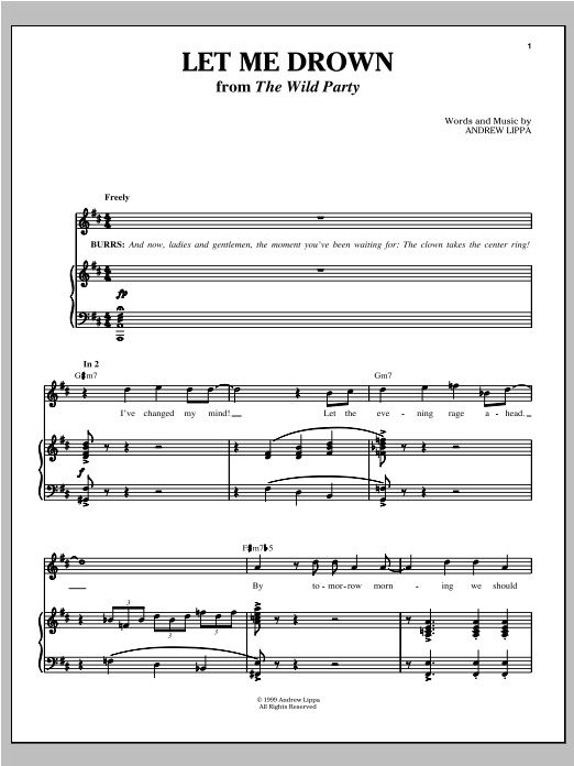 Andrew Lippa Let Me Drown sheet music notes and chords arranged for Piano, Vocal & Guitar Chords (Right-Hand Melody)