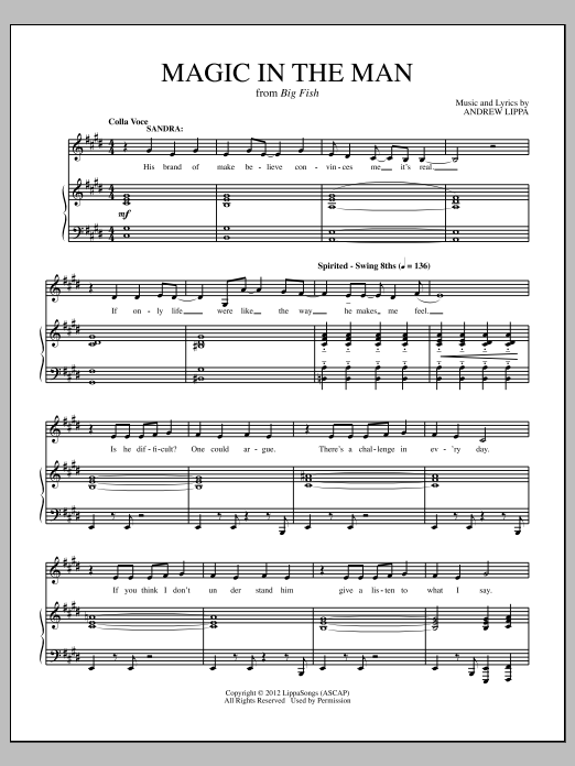 Andrew Lippa Magic In The Man sheet music notes and chords arranged for Piano & Vocal