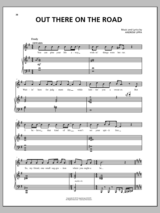 Andrew Lippa Out There On The Road sheet music notes and chords arranged for Piano, Vocal & Guitar Chords (Right-Hand Melody)
