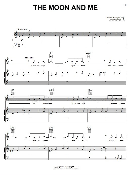Andrew Lippa The Moon And Me sheet music notes and chords arranged for Piano, Vocal & Guitar Chords (Right-Hand Melody)