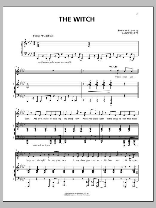 Andrew Lippa The Witch sheet music notes and chords arranged for Piano, Vocal & Guitar Chords (Right-Hand Melody)