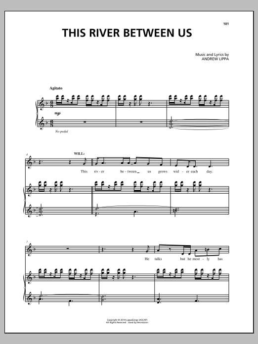 Andrew Lippa This River Between Us sheet music notes and chords arranged for Piano, Vocal & Guitar Chords (Right-Hand Melody)