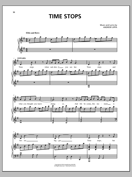 Andrew Lippa Time Stops sheet music notes and chords arranged for Piano, Vocal & Guitar Chords (Right-Hand Melody)
