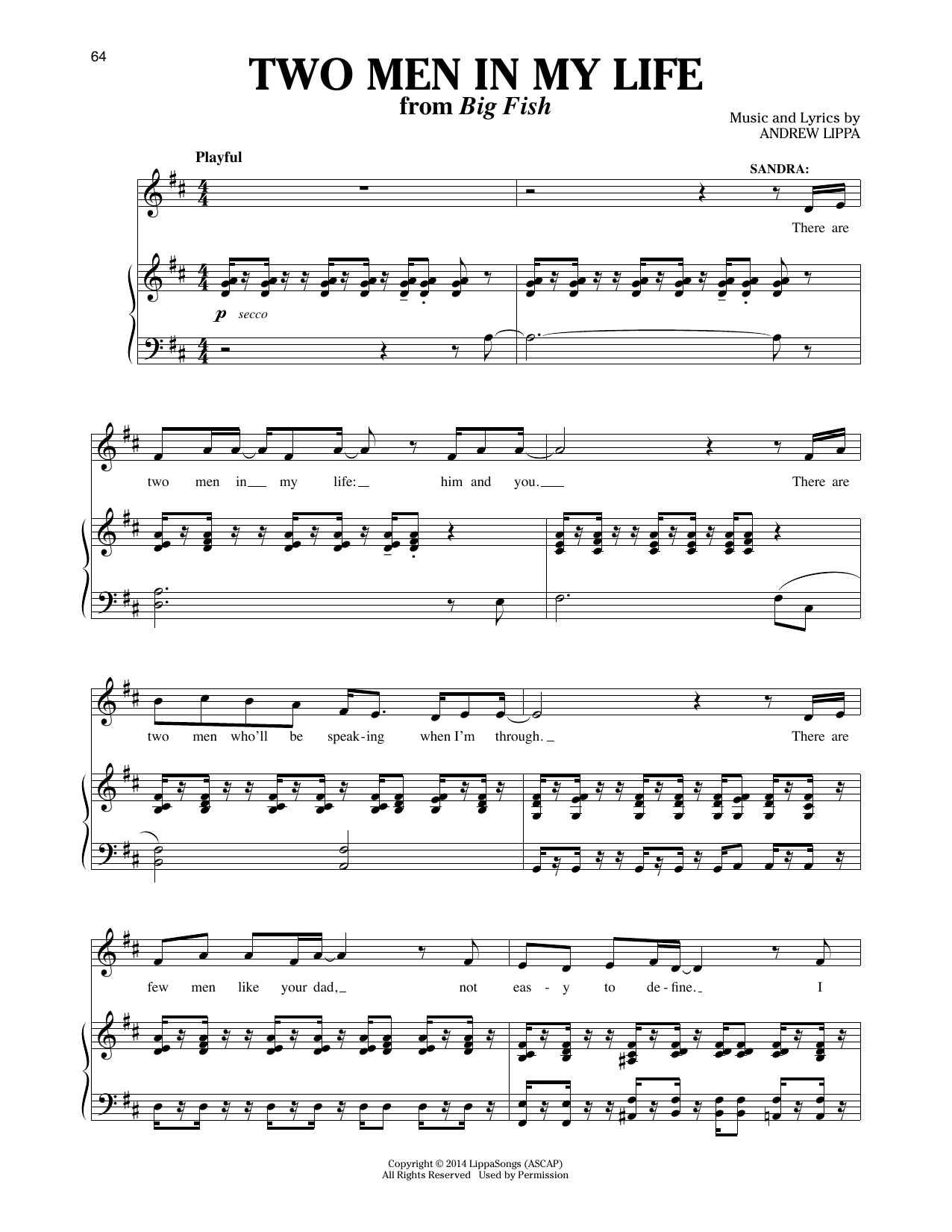 Andrew Lippa Two Men In My Life (from Big Fish) sheet music notes and chords arranged for Piano & Vocal