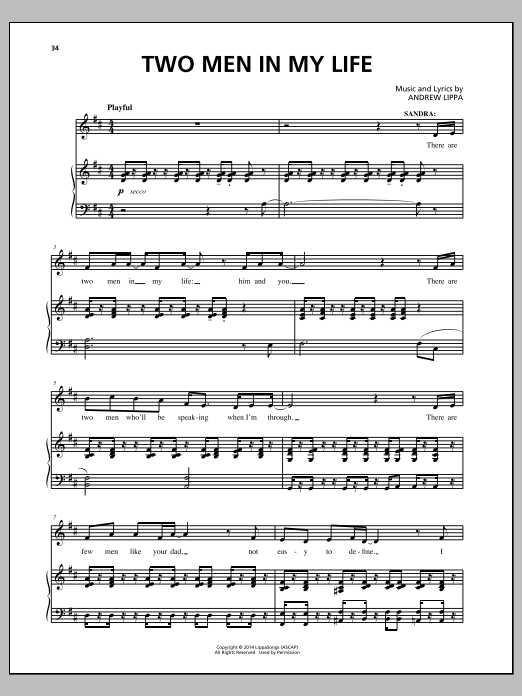 Andrew Lippa Two Men In My Life sheet music notes and chords arranged for Piano, Vocal & Guitar Chords (Right-Hand Melody)