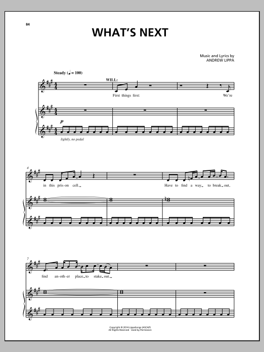 Andrew Lippa What's Next sheet music notes and chords arranged for Piano, Vocal & Guitar Chords (Right-Hand Melody)
