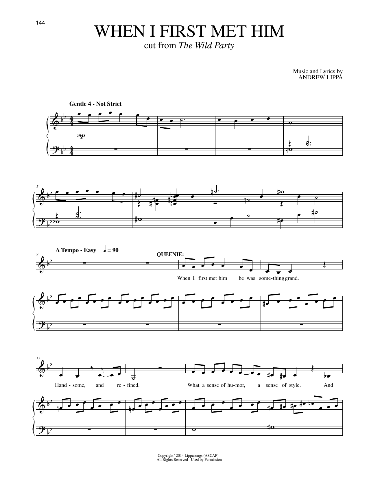 Andrew Lippa When I First Met Him (cut from The Wild Party) sheet music notes and chords arranged for Piano & Vocal