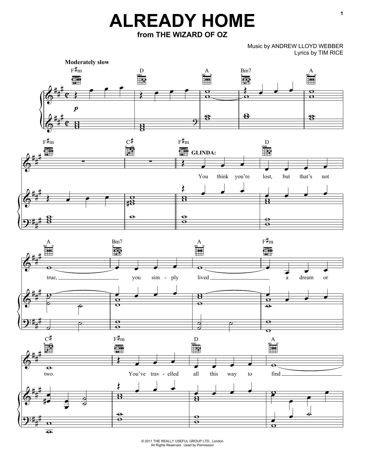 Andrew Lloyd Webber Already Home sheet music notes and chords arranged for Piano, Vocal & Guitar Chords (Right-Hand Melody)