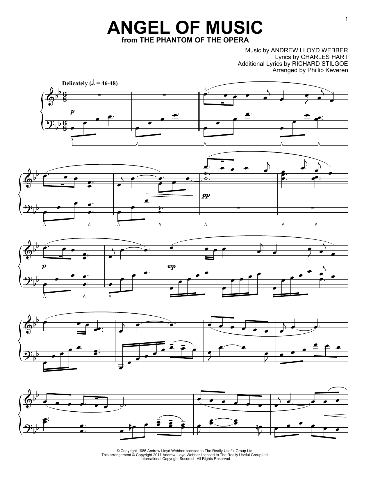 Andrew Lloyd Webber Angel Of Music (from The Phantom Of The Opera) (arr. Phillip Keveren) sheet music notes and chords arranged for Piano Solo