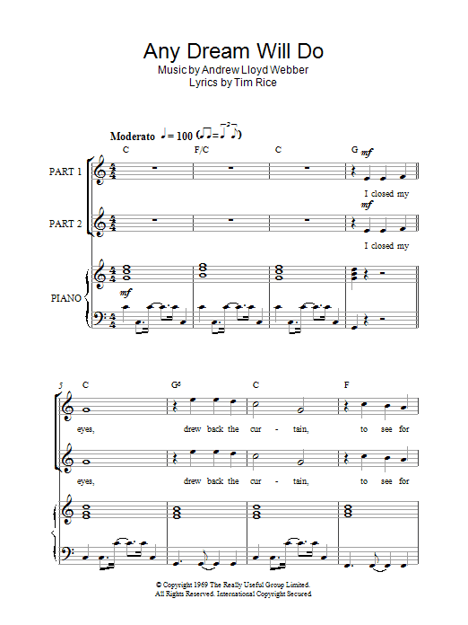 Andrew Lloyd Webber Any Dream Will Do (arr. Rick Hein) sheet music notes and chords arranged for 2-Part Choir