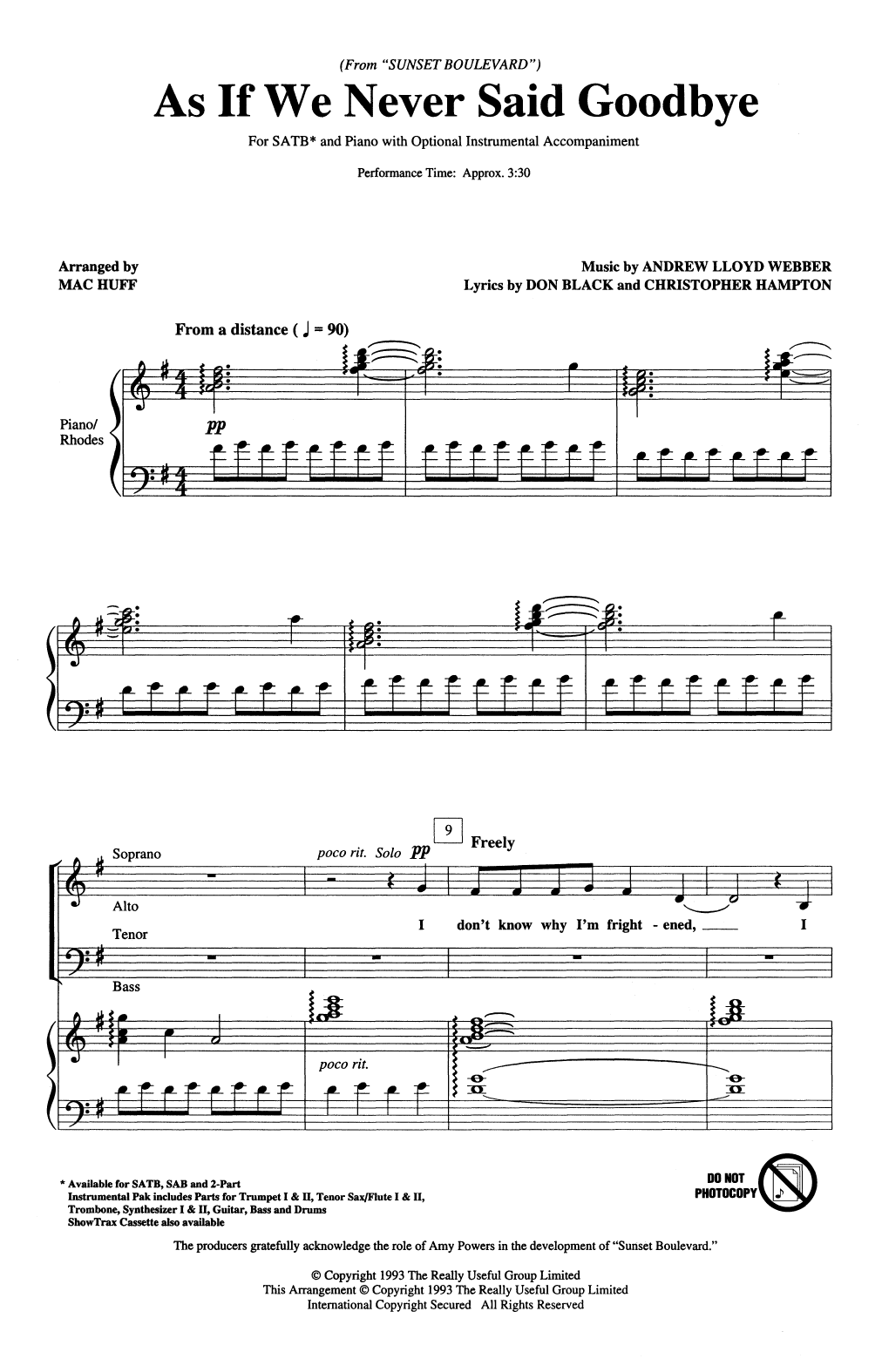 Andrew Lloyd Webber As If We Never Said Goodbye (from Sunset Boulevard) (arr. Mac Huff) sheet music notes and chords arranged for SATB Choir