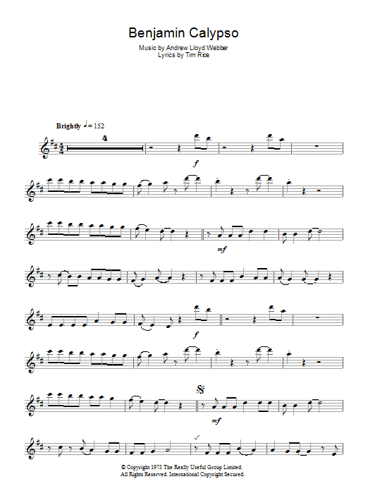 Andrew Lloyd Webber Benjamin Calypso sheet music notes and chords arranged for Piano & Vocal