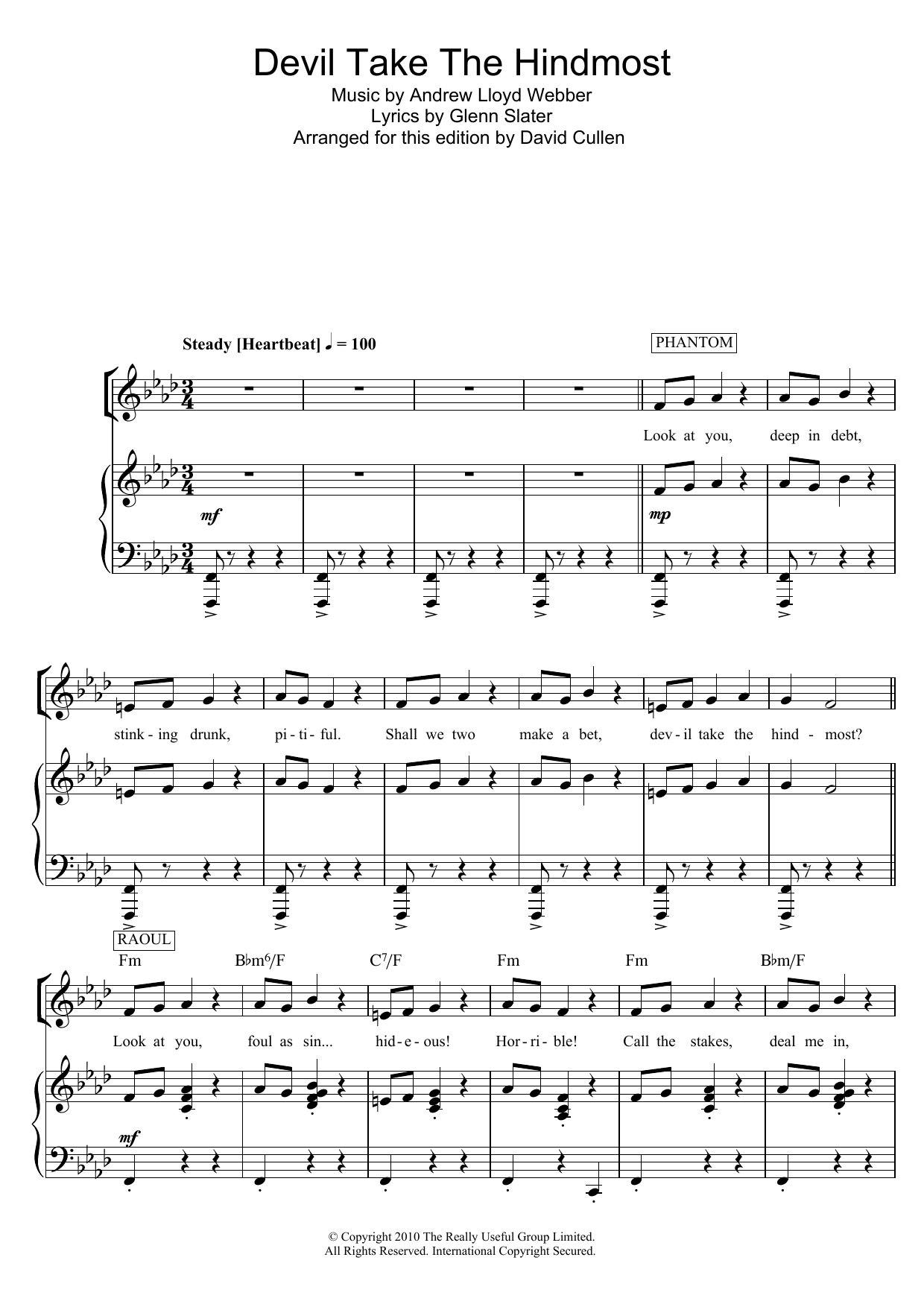 Andrew Lloyd Webber Devil Take The Hindmost (from Love Never Dies) sheet music notes and chords arranged for Piano, Vocal & Guitar Chords