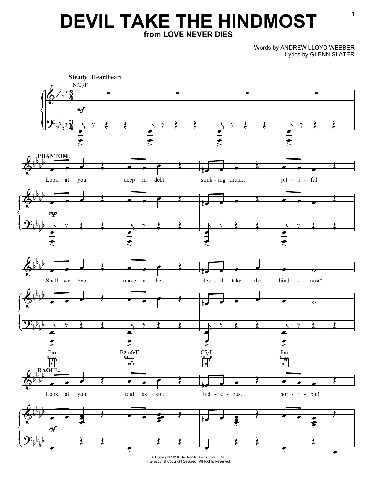 Andrew Lloyd Webber Devil Take The Hindmost sheet music notes and chords arranged for Piano, Vocal & Guitar Chords (Right-Hand Melody)
