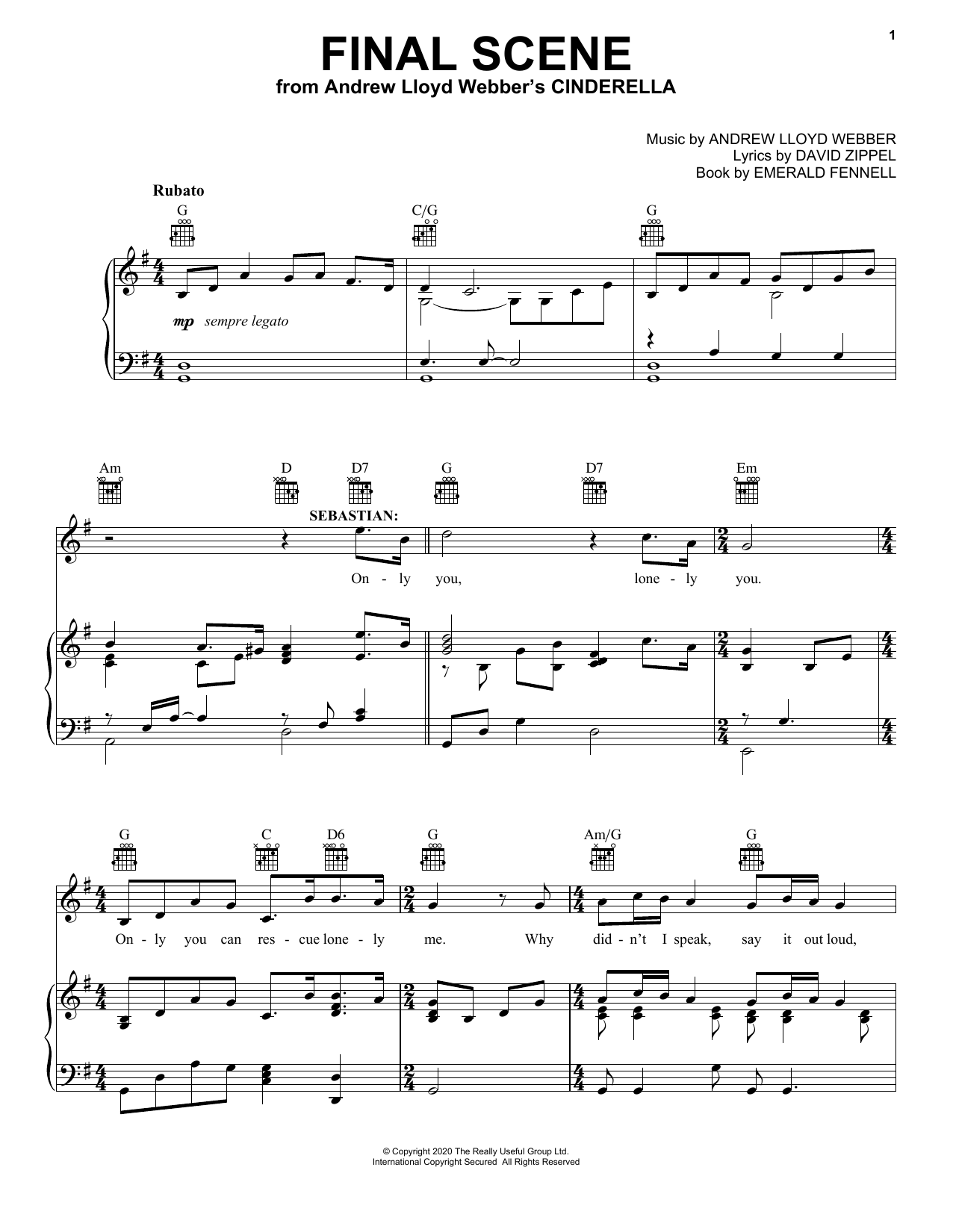 Andrew Lloyd Webber Final Scene (from Andrew Lloyd Webber's Cinderella) sheet music notes and chords arranged for Piano, Vocal & Guitar Chords (Right-Hand Melody)