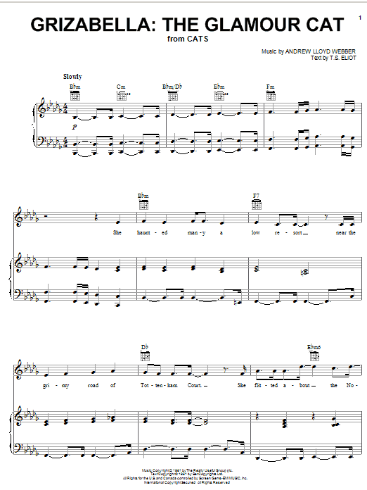 Andrew Lloyd Webber Grizabella: The Glamour Cat (from Cats) sheet music notes and chords arranged for Piano, Vocal & Guitar Chords (Right-Hand Melody)