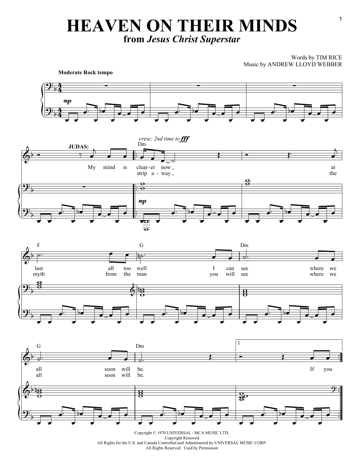 Andrew Lloyd Webber Heaven On Their Minds sheet music notes and chords arranged for Lead Sheet / Fake Book