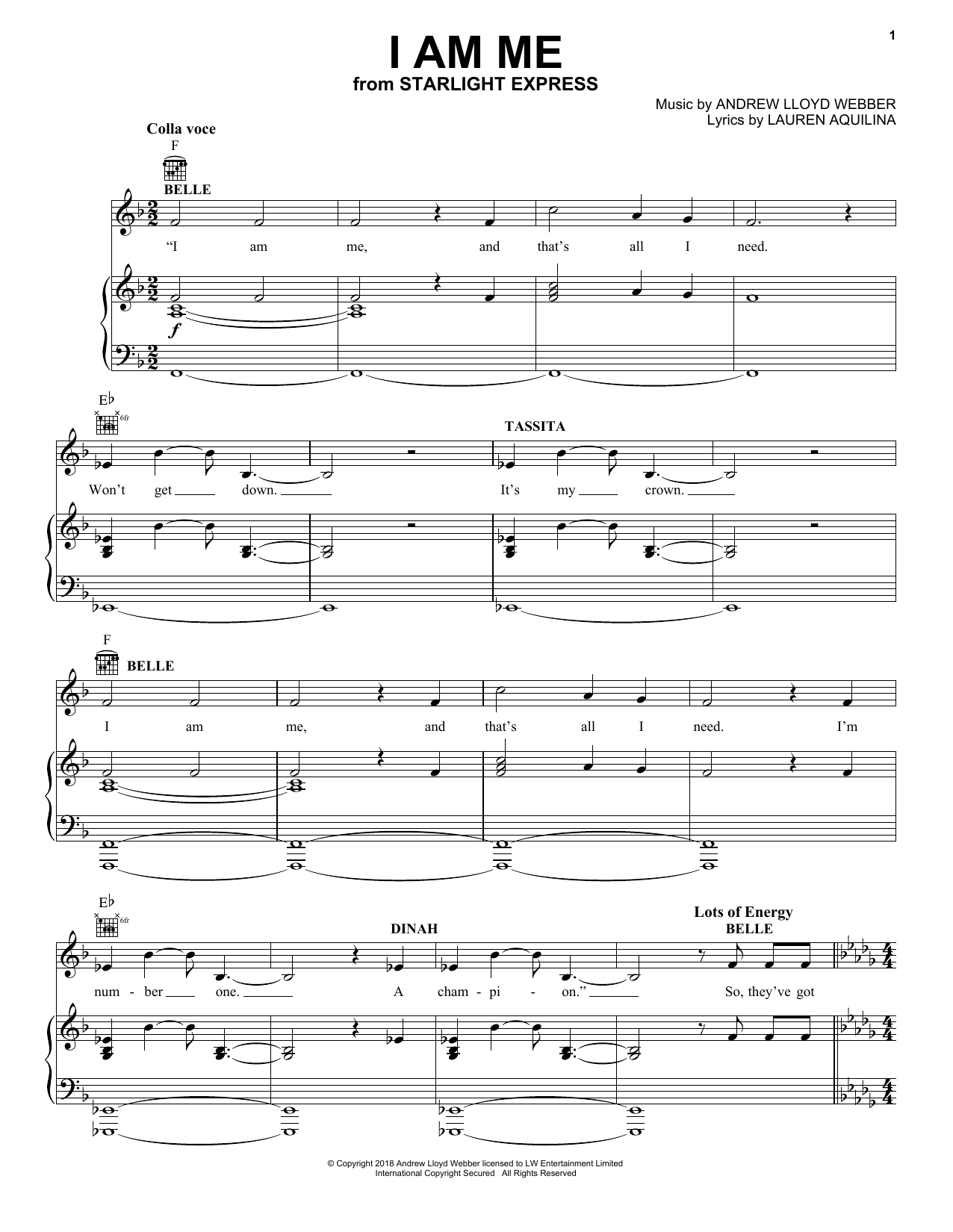 Andrew Lloyd Webber I Am Me (from Starlight Express) sheet music notes and chords arranged for Piano, Vocal & Guitar Chords (Right-Hand Melody)