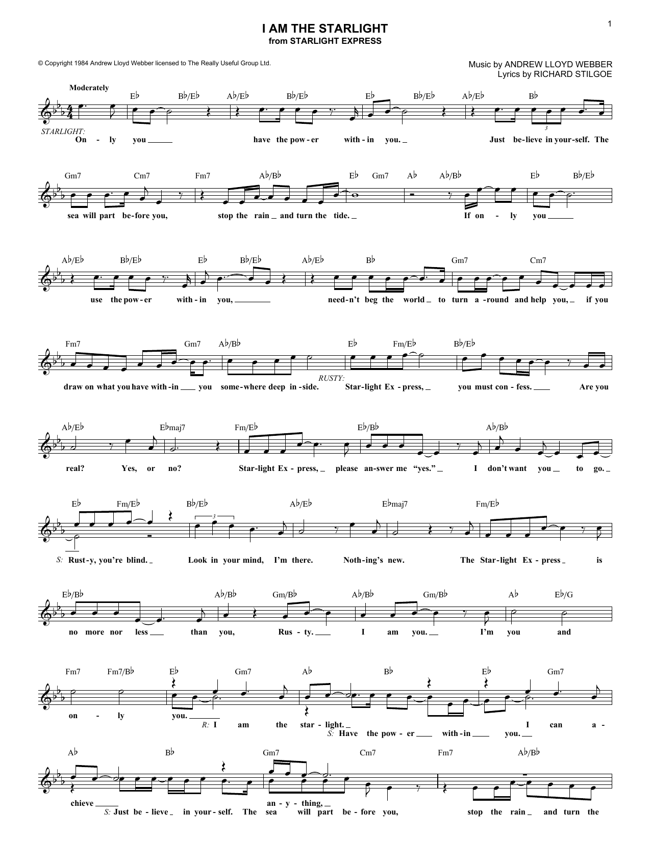 Andrew Lloyd Webber I Am The Starlight sheet music notes and chords arranged for French Horn Solo