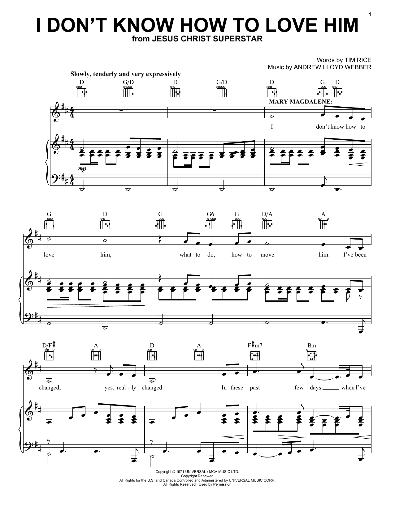 Andrew Lloyd Webber I Don't Know How To Love Him (from Jesus Christ Superstar) sheet music notes and chords arranged for Trombone Solo