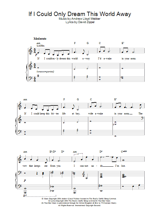 Andrew Lloyd Webber If I Could Only Dream This World Away sheet music notes and chords arranged for Piano, Vocal & Guitar Chords