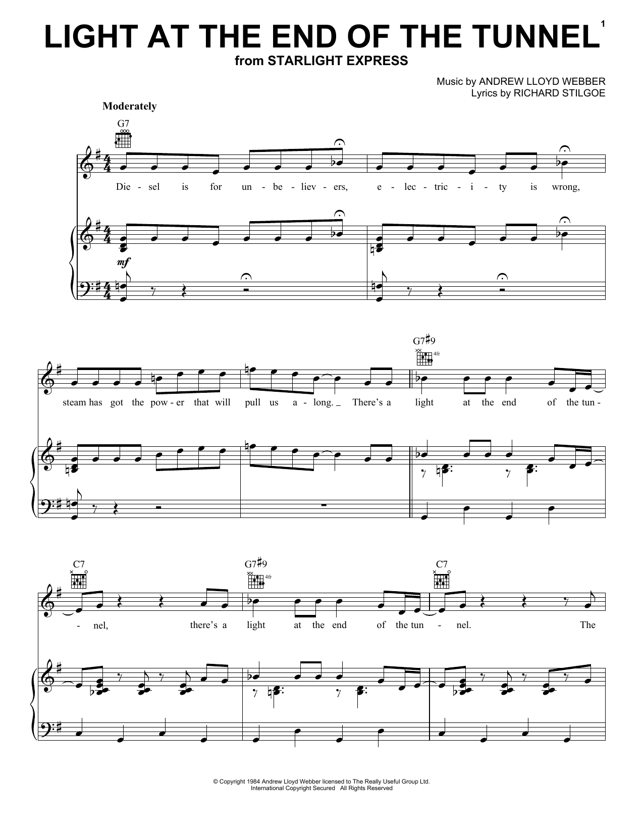 Andrew Lloyd Webber Light At The End Of The Tunnel (from Starlight Express) sheet music notes and chords arranged for French Horn Solo