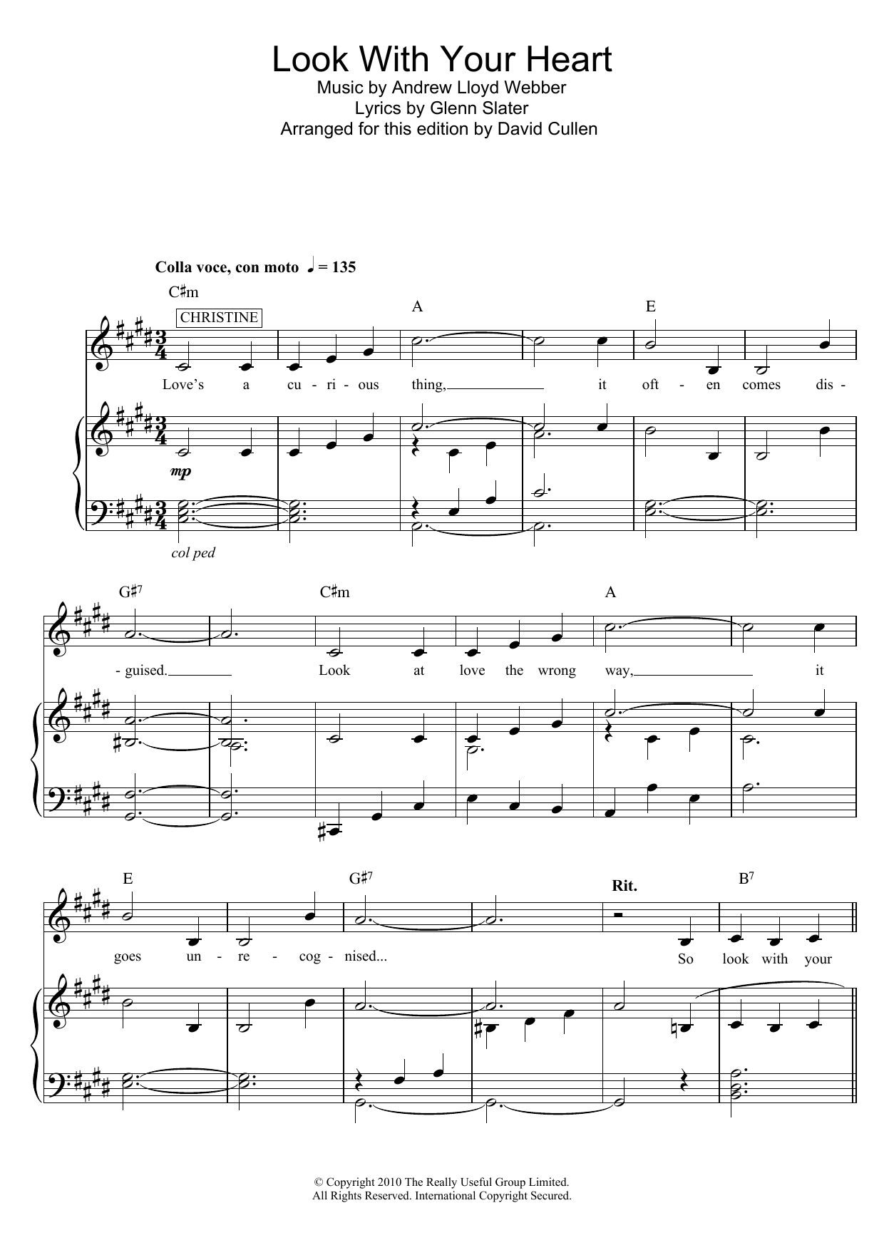 Andrew Lloyd Webber Look With Your Heart (from Love Never Dies) sheet music notes and chords arranged for Piano, Vocal & Guitar Chords