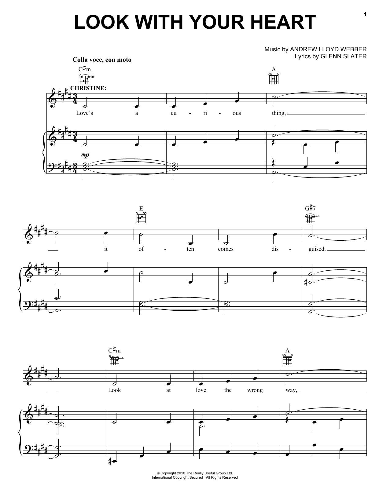 Andrew Lloyd Webber Look With Your Heart sheet music notes and chords arranged for Piano, Vocal & Guitar Chords (Right-Hand Melody)