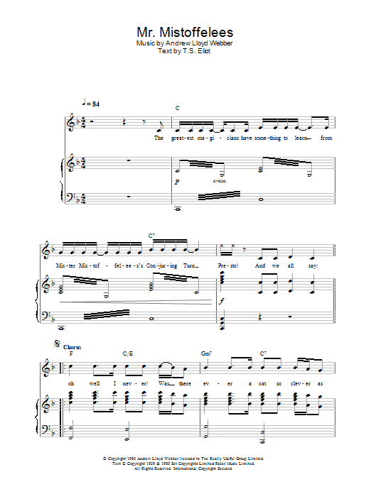Andrew Lloyd Webber Mr. Mistoffelees (from Cats) sheet music notes and chords arranged for Clarinet Solo