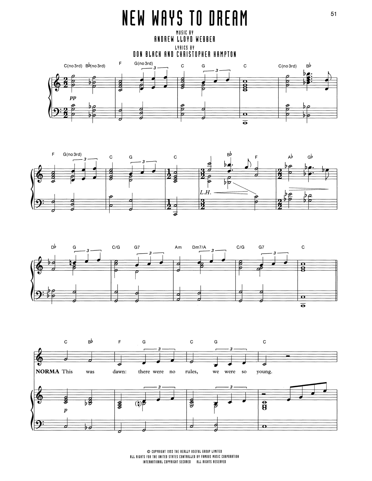 Andrew Lloyd Webber New Ways To Dream (from Sunset Boulevard) sheet music notes and chords arranged for Piano & Vocal