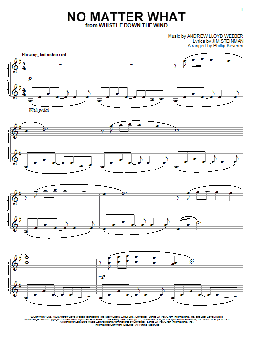 Andrew Lloyd Webber No Matter What (from Whistle Down the Wind) (arr. Phillip Keveren) sheet music notes and chords arranged for Piano Solo