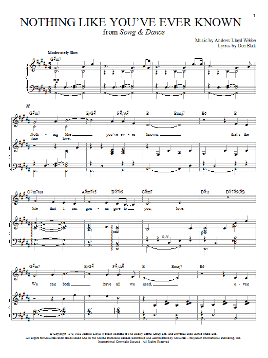 Andrew Lloyd Webber Nothing Like You've Ever Known (from Song And Dance) sheet music notes and chords arranged for Piano & Vocal