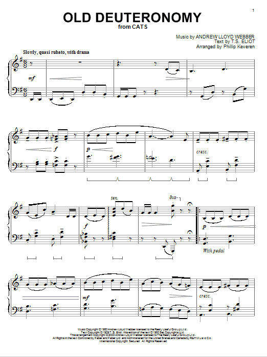 Andrew Lloyd Webber Old Deuteronomy (from Cats) (arr. Phillip Keveren) sheet music notes and chords arranged for Piano Solo