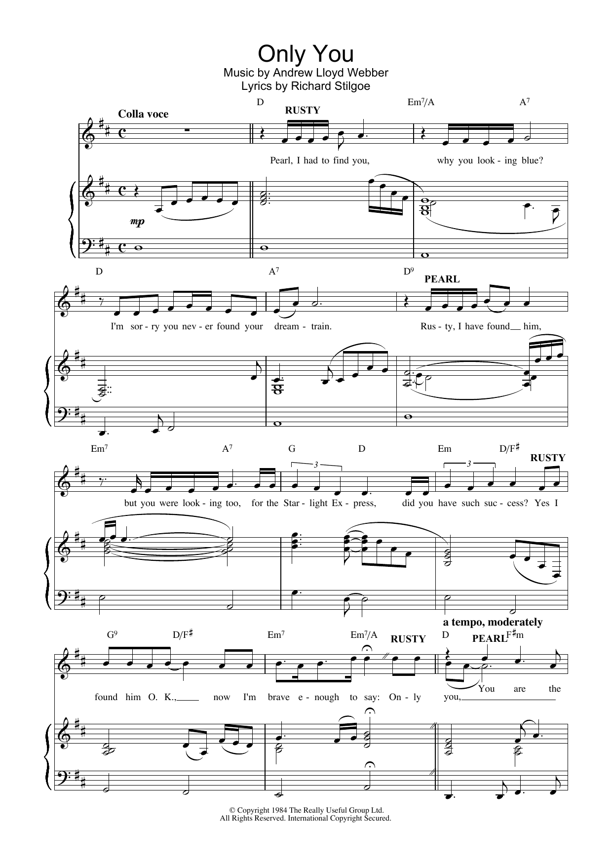 Andrew Lloyd Webber Only You (from Starlight Express) sheet music notes and chords arranged for Lead Sheet / Fake Book