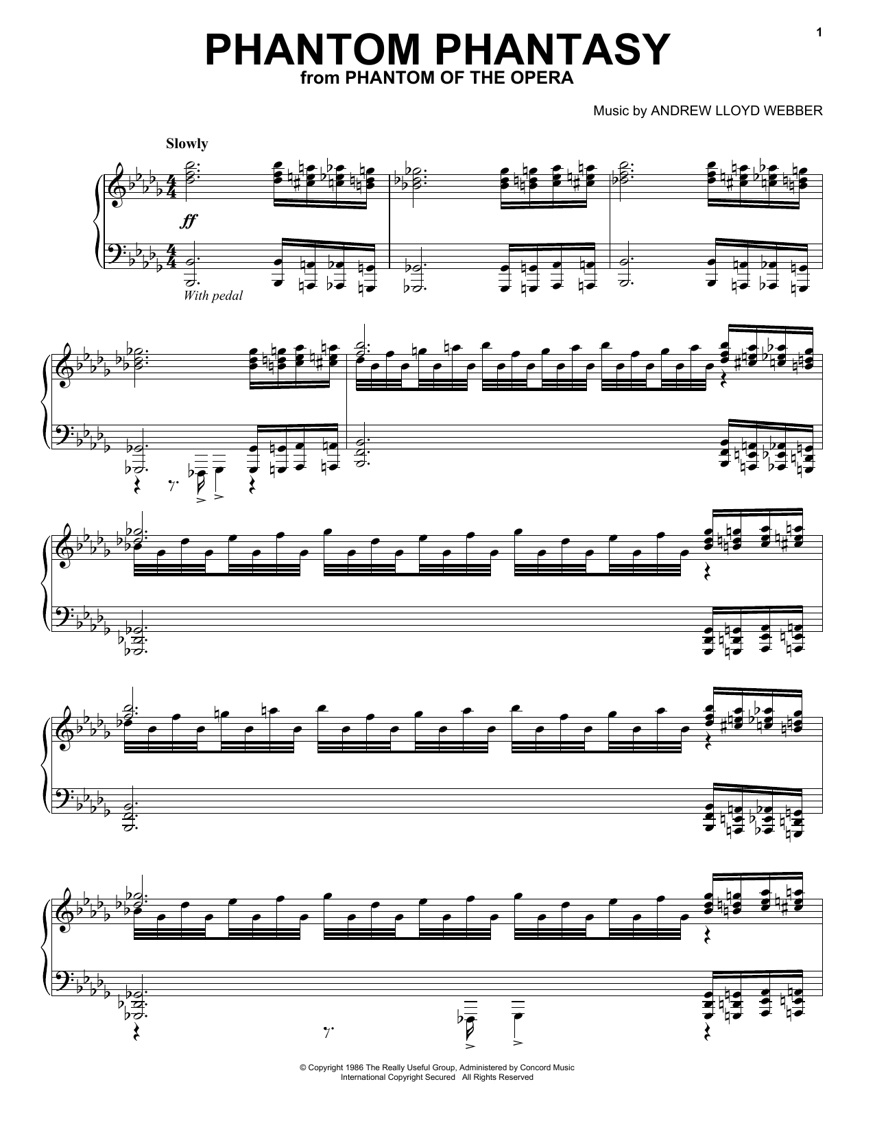 Andrew Lloyd Webber Phantom Phantasy sheet music notes and chords arranged for Piano Solo