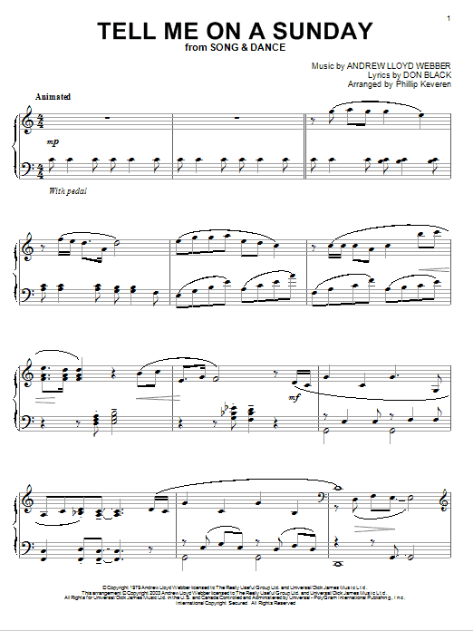 Andrew Lloyd Webber Tell Me On A Sunday (from Song And Dance) (arr. Phillip Keveren) sheet music notes and chords arranged for Piano Solo