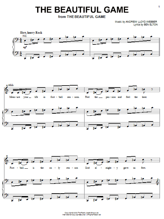 Andrew Lloyd Webber The Beautiful Game sheet music notes and chords arranged for Piano, Vocal & Guitar Chords (Right-Hand Melody)