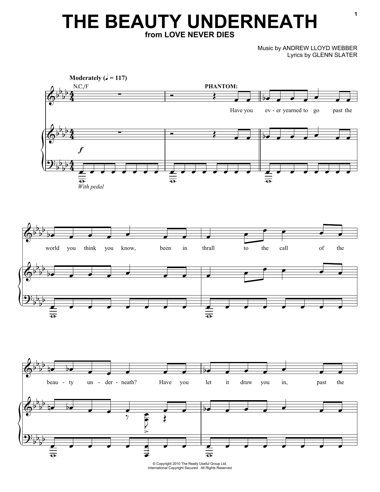 Andrew Lloyd Webber The Beauty Underneath sheet music notes and chords arranged for Piano, Vocal & Guitar Chords (Right-Hand Melody)
