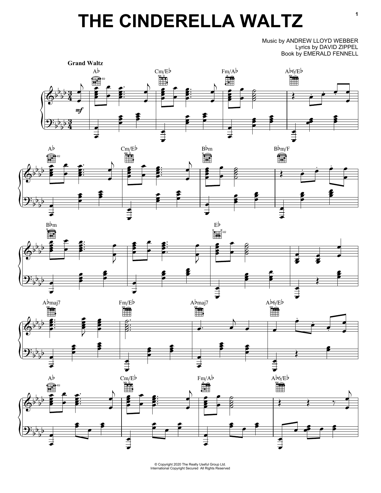 Andrew Lloyd Webber The Cinderella Waltz (from Andrew Lloyd Webber's Cinderella) sheet music notes and chords arranged for Piano, Vocal & Guitar Chords (Right-Hand Melody)