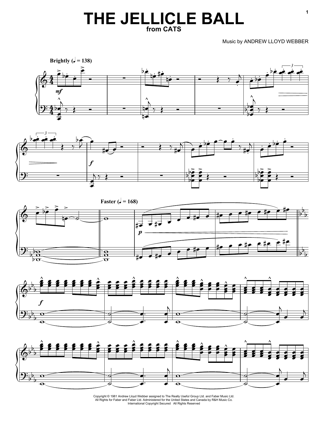 Andrew Lloyd Webber The Jellicle Ball (from Cats) sheet music notes and chords arranged for Piano Solo