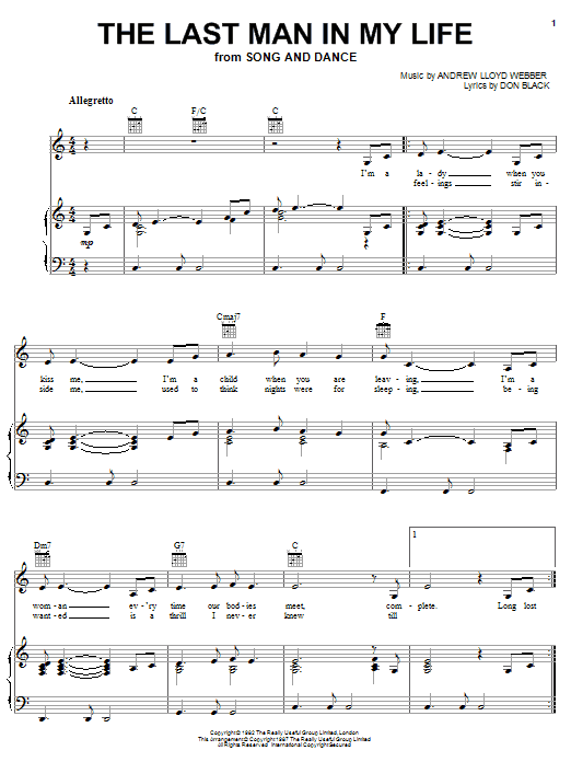 Andrew Lloyd Webber The Last Man In My Life sheet music notes and chords arranged for Solo Guitar