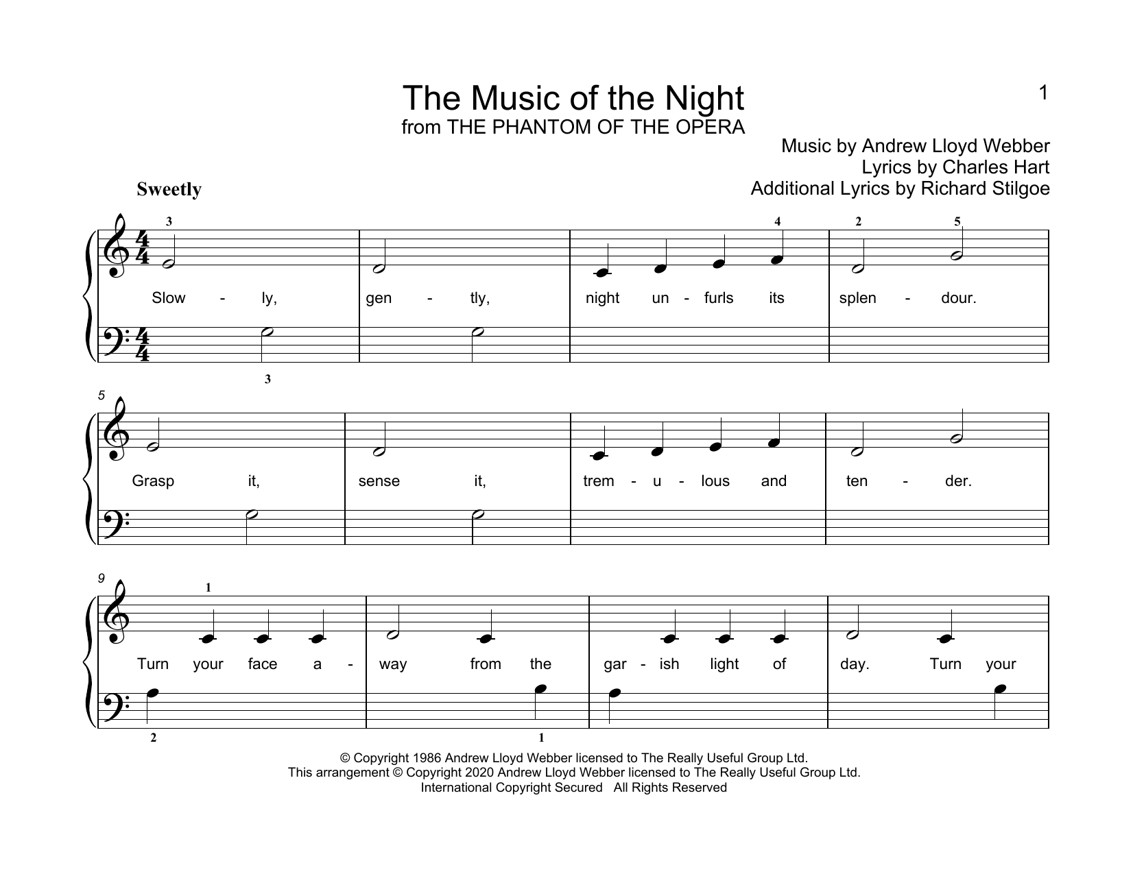 Andrew Lloyd Webber The Music Of The Night (from Phantom Of The Opera) (arr. Christopher Hussey) sheet music notes and chords arranged for Educational Piano