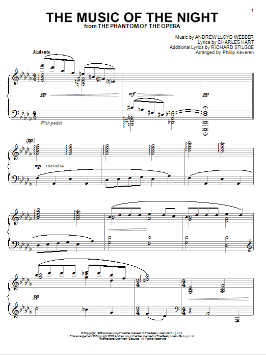 Andrew Lloyd Webber The Music Of The Night (from The Phantom Of The Opera) (arr. Phillip Keveren) sheet music notes and chords arranged for Piano Solo