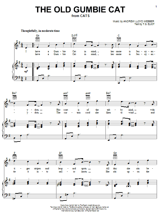 Andrew Lloyd Webber The Old Gumbie Cat (from Cats) sheet music notes and chords arranged for Lead Sheet / Fake Book