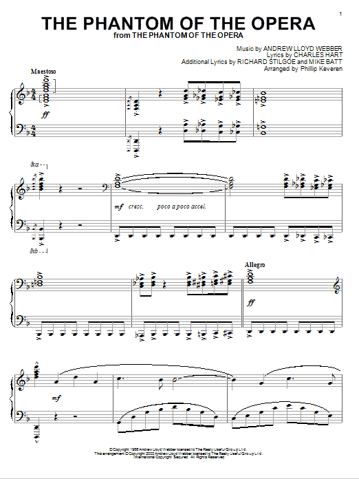 Andrew Lloyd Webber The Phantom Of The Opera (arr. Phillip Keveren) sheet music notes and chords arranged for Piano Solo