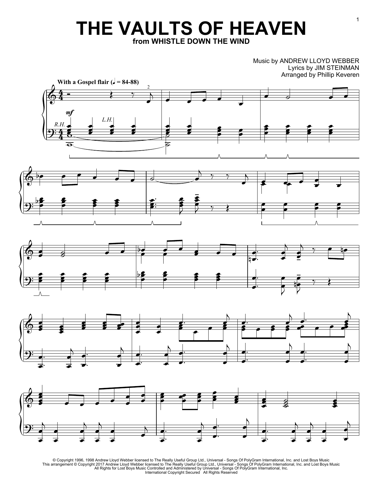 Andrew Lloyd Webber The Vaults Of Heaven (arr. Phillip Keveren) sheet music notes and chords arranged for Piano Solo