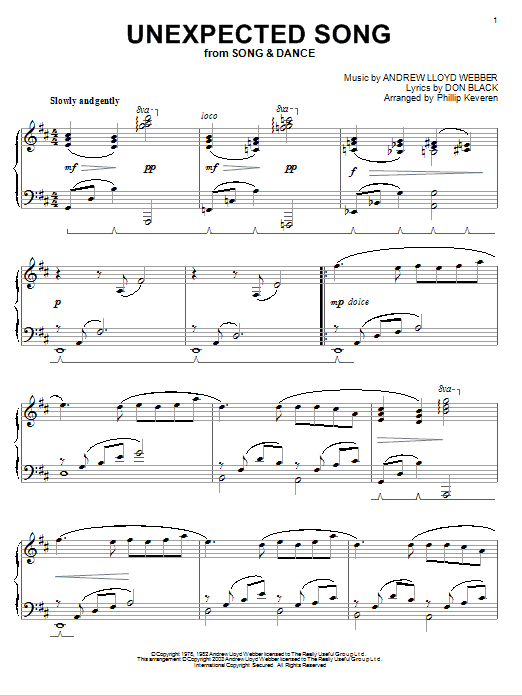 Andrew Lloyd Webber Unexpected Song (from Song & Dance) (arr. Phillip Keveren) sheet music notes and chords arranged for Piano Solo