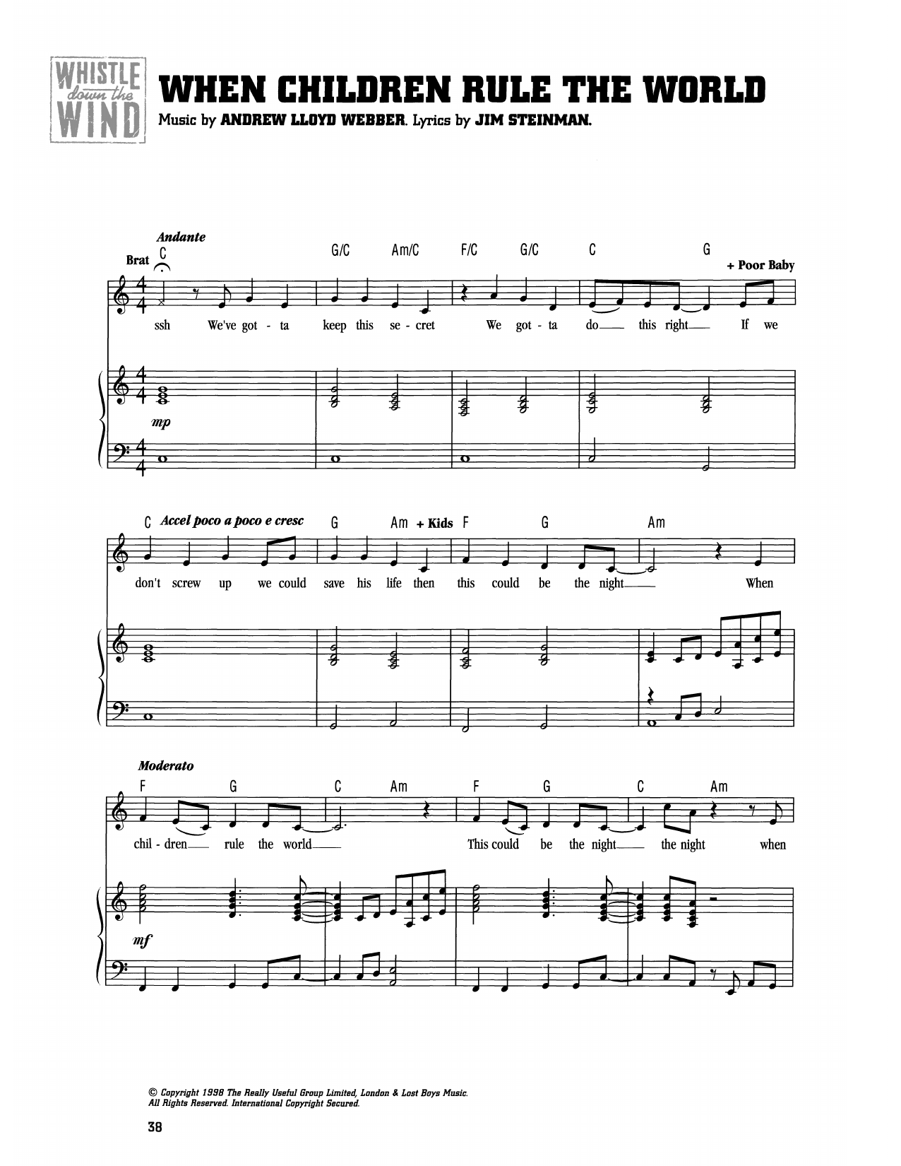 Andrew Lloyd Webber When Children Rule The World (from Whistle Down The Wind) sheet music notes and chords arranged for Piano & Vocal